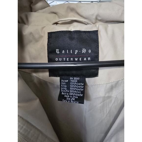 Tally Ho Women’s 2X Beige Quilted Puffer Coat Warm Winter Jacket - Picture 3 of 3